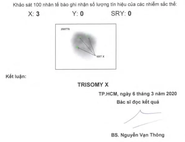Kết quả xét nghiệm FISH của mẹ